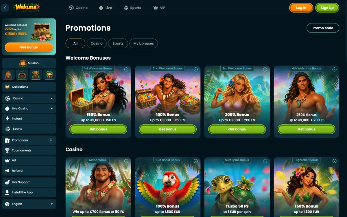 Promotions page