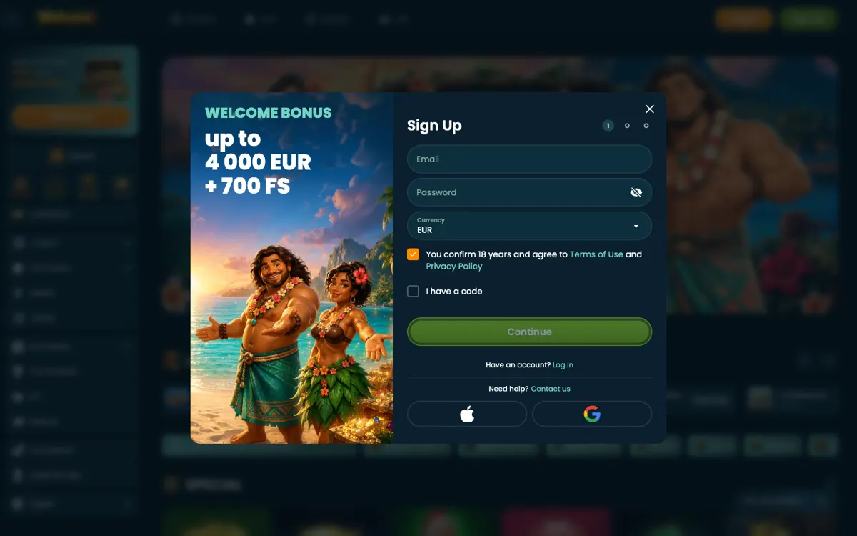 Sign-up screen